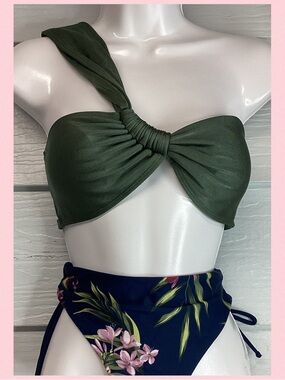 Olive One-Shoulder Twist Bikini Top — Olive.51
